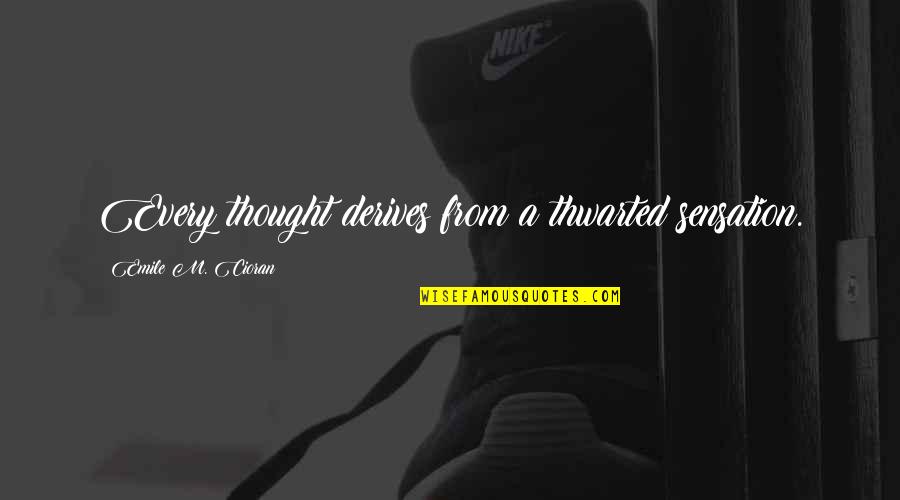 Abdankungshalle Quotes By Emile M. Cioran: Every thought derives from a thwarted sensation. Abdankungshalle Quotes By Emile M. Cioran: Every thought derives from a thwarted sensation.