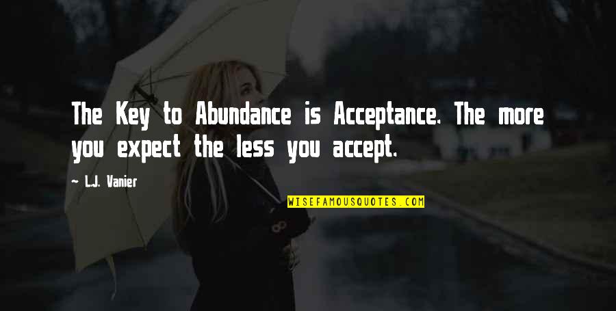 Abdelkader Djeriou Quotes By L.J. Vanier: The Key to Abundance is Acceptance. The more