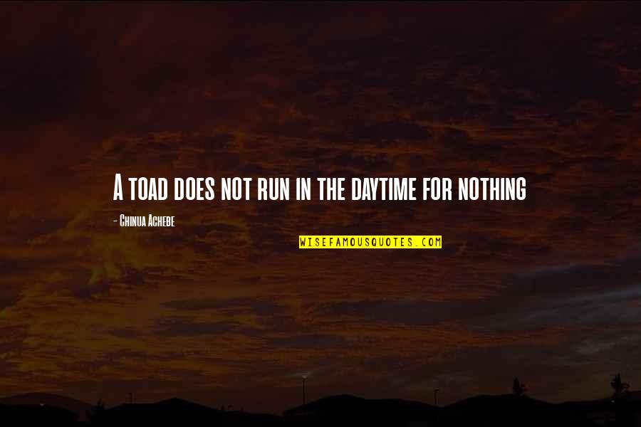 Abdelkrim Al Quotes By Chinua Achebe: A toad does not run in the daytime Abdelkrim Al Quotes By Chinua Achebe: A toad does not run in the daytime