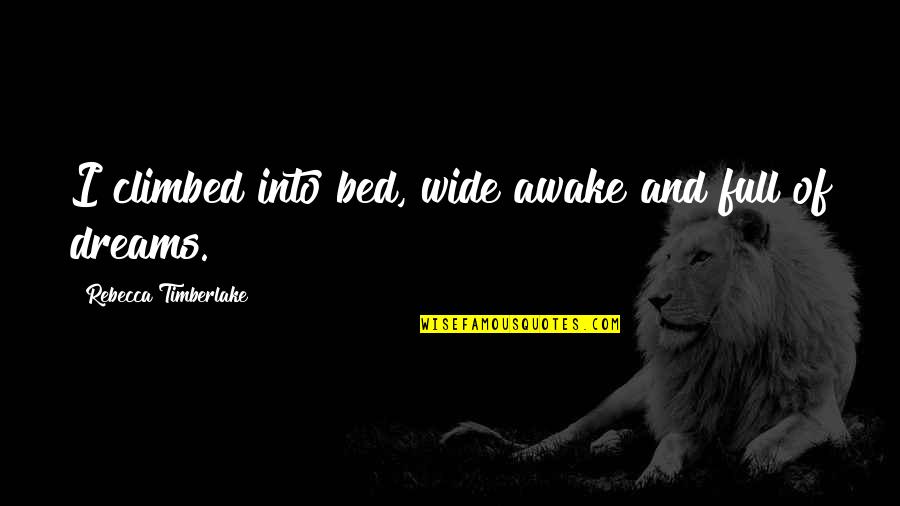 Abderrazzak Benchaabane Quotes By Rebecca Timberlake: I climbed into bed, wide awake and full
