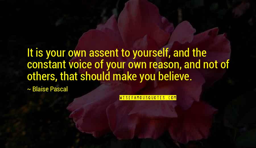 Abdesselam Zhiri Quotes By Blaise Pascal: It is your own assent to yourself, and