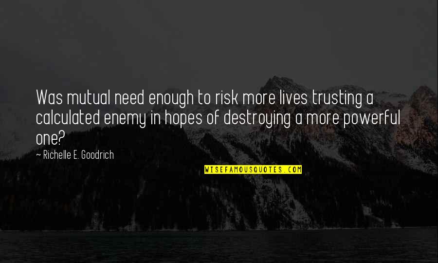 Abdikarim Ali Quotes By Richelle E. Goodrich: Was mutual need enough to risk more lives Abdikarim Ali Quotes By Richelle E. Goodrich: Was mutual need enough to risk more lives