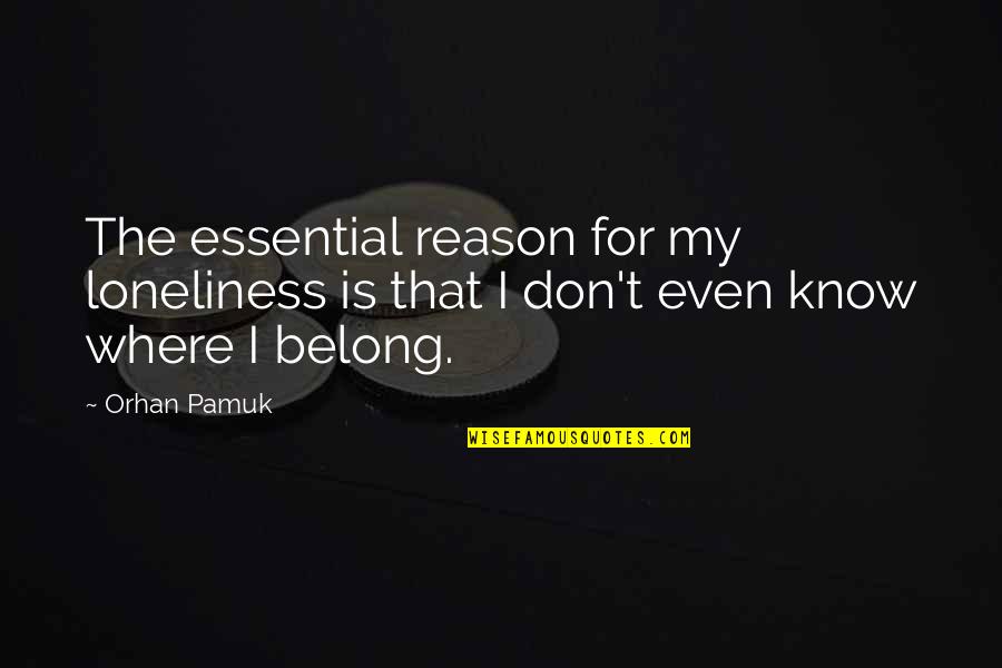 Abdomens Quotes By Orhan Pamuk: The essential reason for my loneliness is that