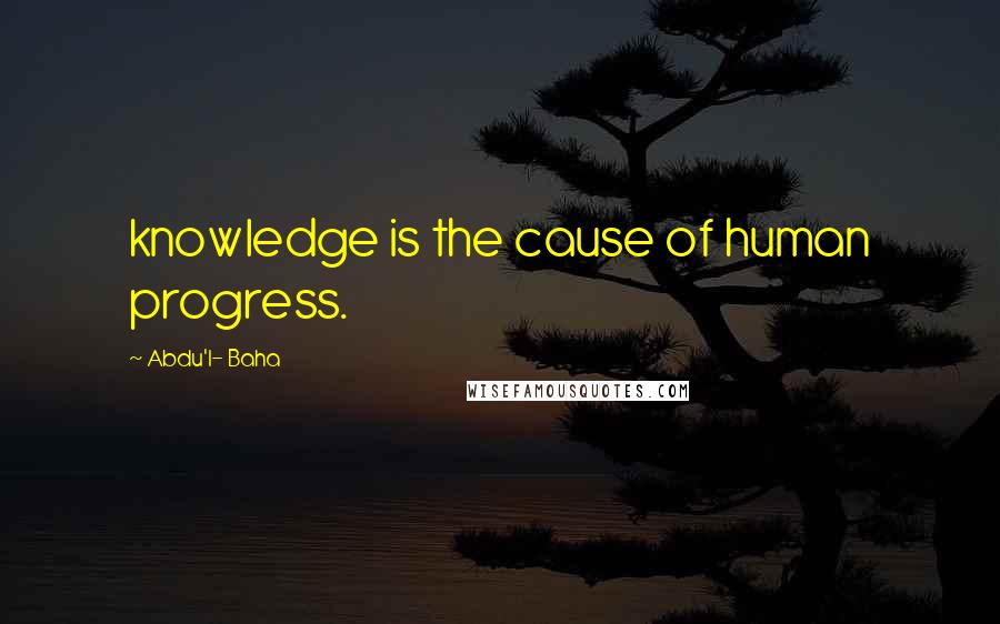 Abdu'l- Baha quotes: knowledge is the cause of human progress.