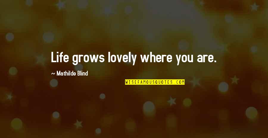 Abdul Samad Cricketer Quotes By Mathilde Blind: Life grows lovely where you are. Abdul Samad Cricketer Quotes By Mathilde Blind: Life grows lovely where you are.