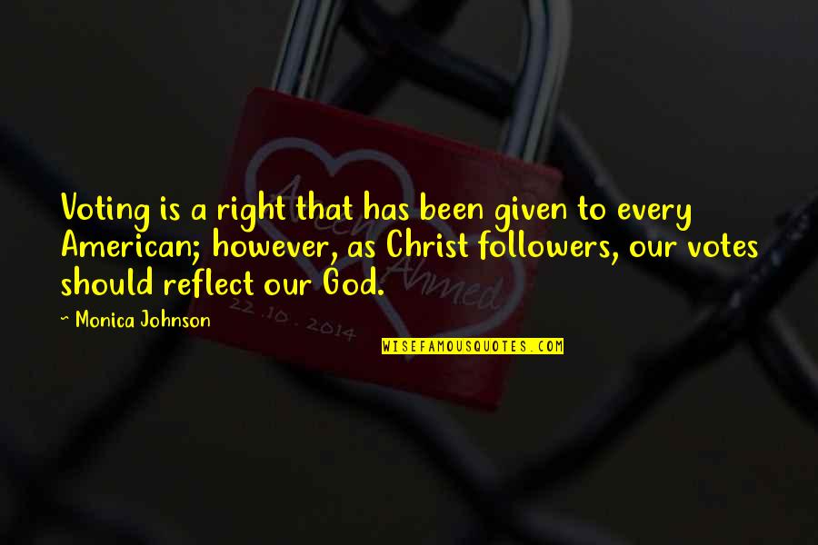 Abdurahiman Quotes By Monica Johnson: Voting is a right that has been given Abdurahiman Quotes By Monica Johnson: Voting is a right that has been given