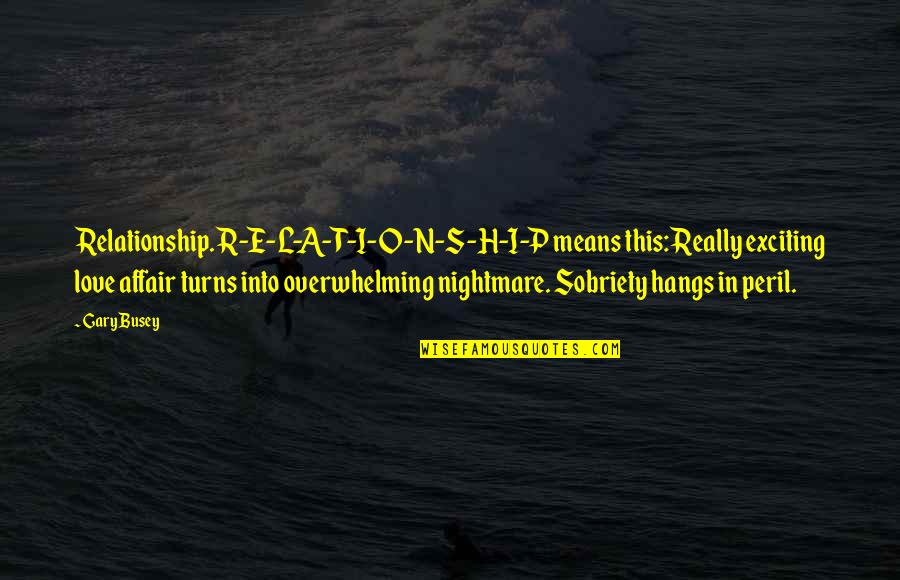 Abdurahman Wahid Quotes By Gary Busey: Relationship. R-E-L-A-T-I-O-N-S-H-I-P means this: Really exciting love affair