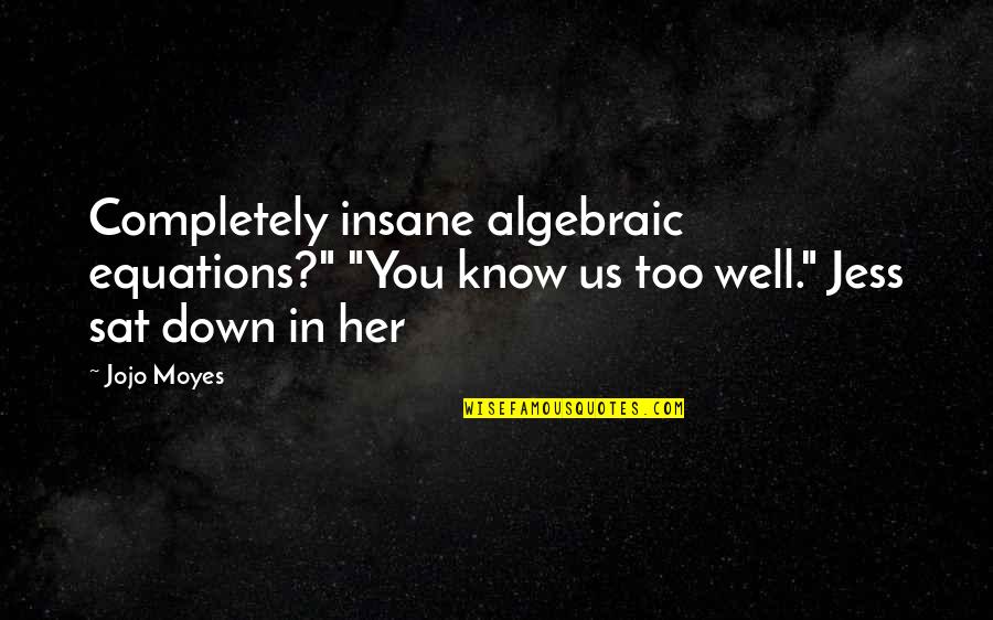 Abecassis Management Quotes By Jojo Moyes: Completely insane algebraic equations?" "You know us too