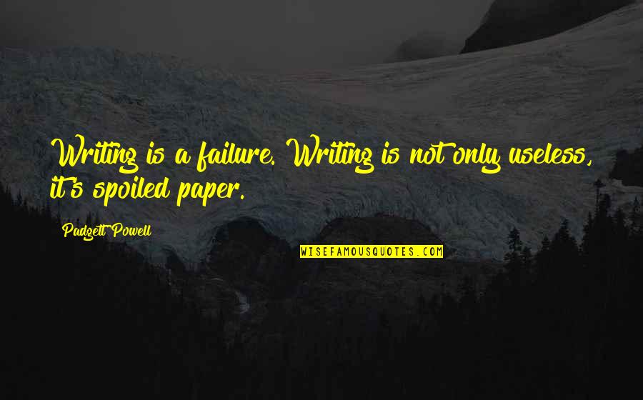 Abendigos Grill Quotes By Padgett Powell: Writing is a failure. Writing is not only
