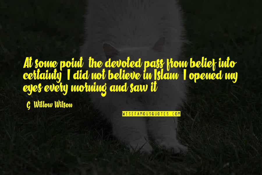 Abendsen Quotes By G. Willow Wilson: At some point, the devoted pass from belief Abendsen Quotes By G. Willow Wilson: At some point, the devoted pass from belief