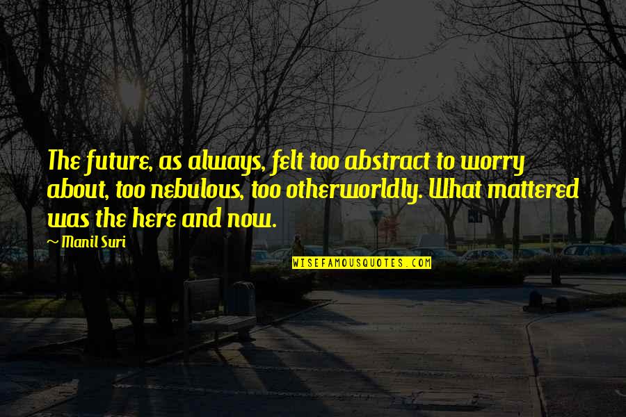 Abfall German Quotes By Manil Suri: The future, as always, felt too abstract to
