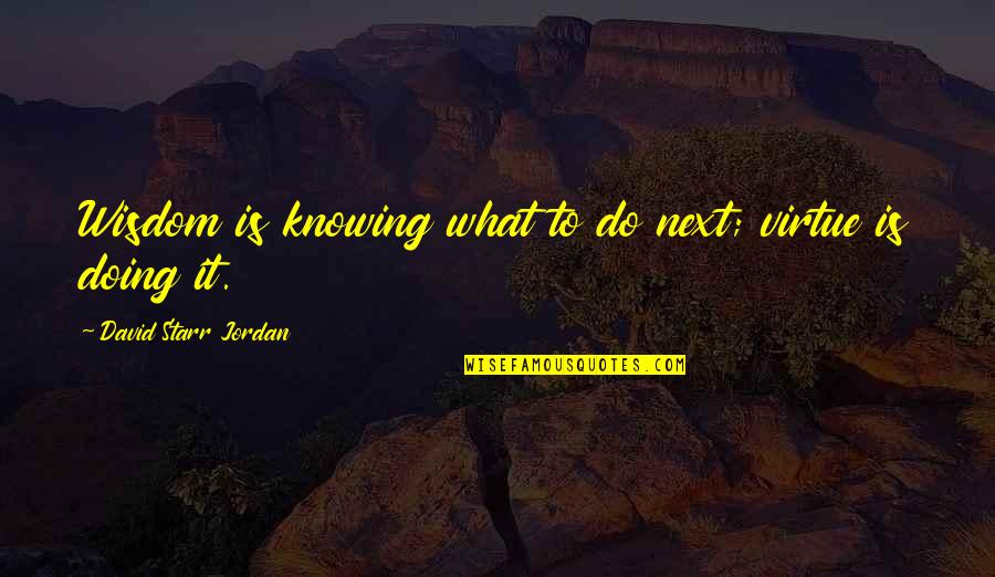 Abgarovitch Quotes By David Starr Jordan: Wisdom is knowing what to do next; virtue