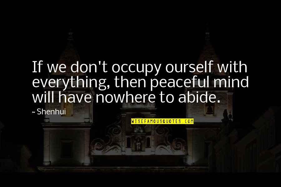 Abide Quotes By Shenhui: If we don't occupy ourself with everything, then