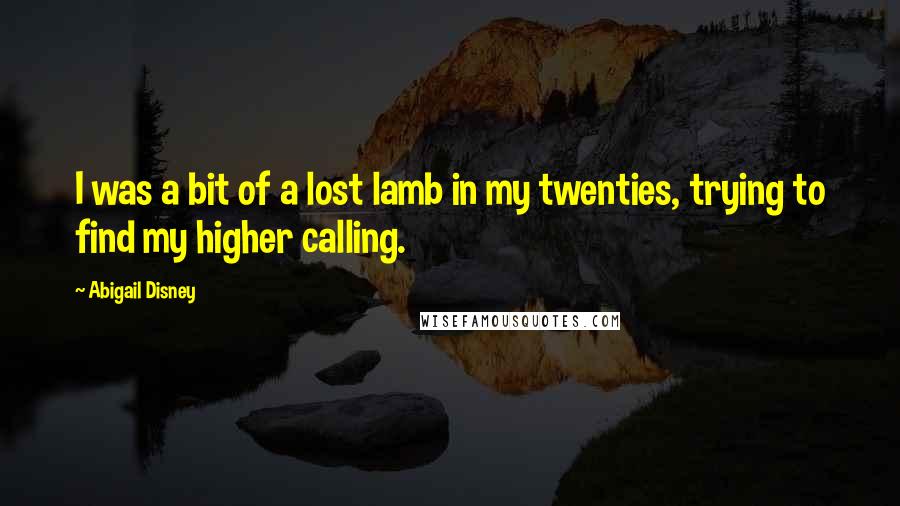 Abigail Disney quotes: I was a bit of a lost lamb in my twenties, trying to find my higher calling.