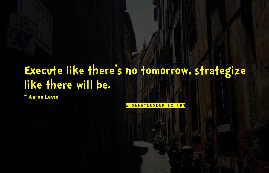 Abildgaardia Quotes By Aaron Levie: Execute like there's no tomorrow, strategize like there