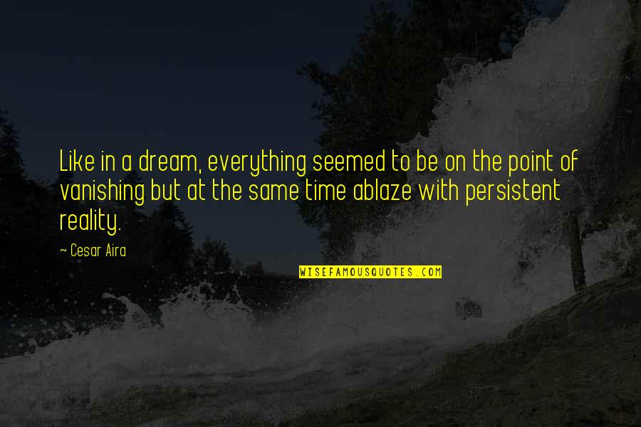 Ablaze Quotes By Cesar Aira: Like in a dream, everything seemed to be