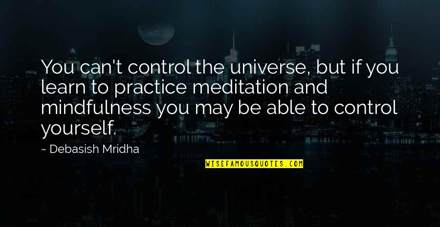 Able To Learn Quotes By Debasish Mridha: You can't control the universe, but if you Able To Learn Quotes By Debasish Mridha: You can't control the universe, but if you