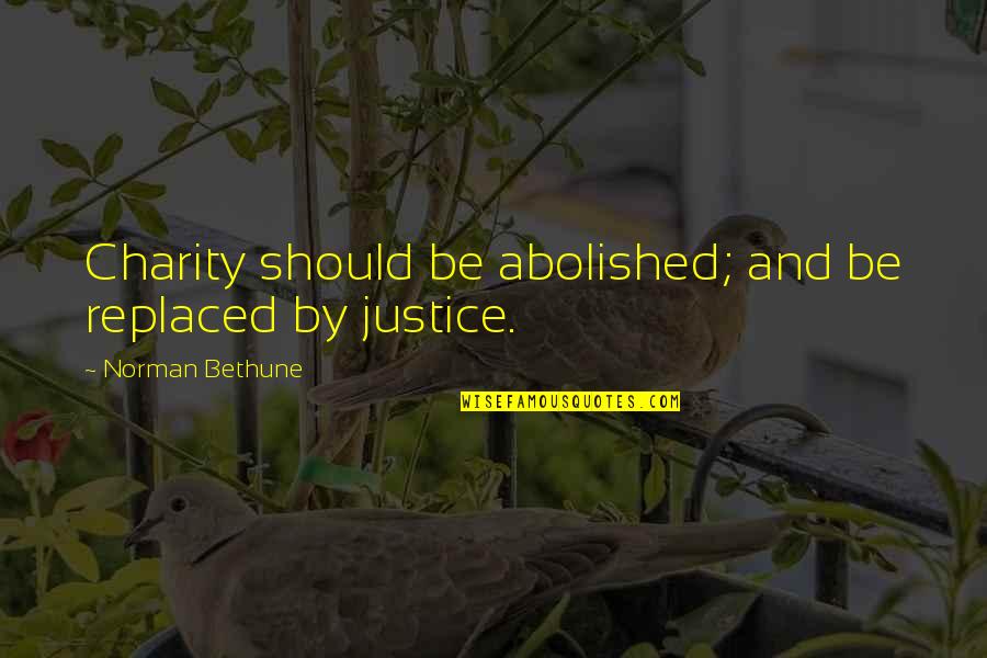Abolished By Quotes By Norman Bethune: Charity should be abolished; and be replaced by