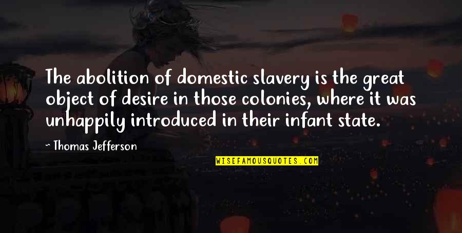 Abolition Of Slavery Quotes By Thomas Jefferson: The abolition of domestic slavery is the great