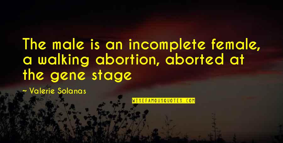 Abortion Quotes By Valerie Solanas: The male is an incomplete female, a walking