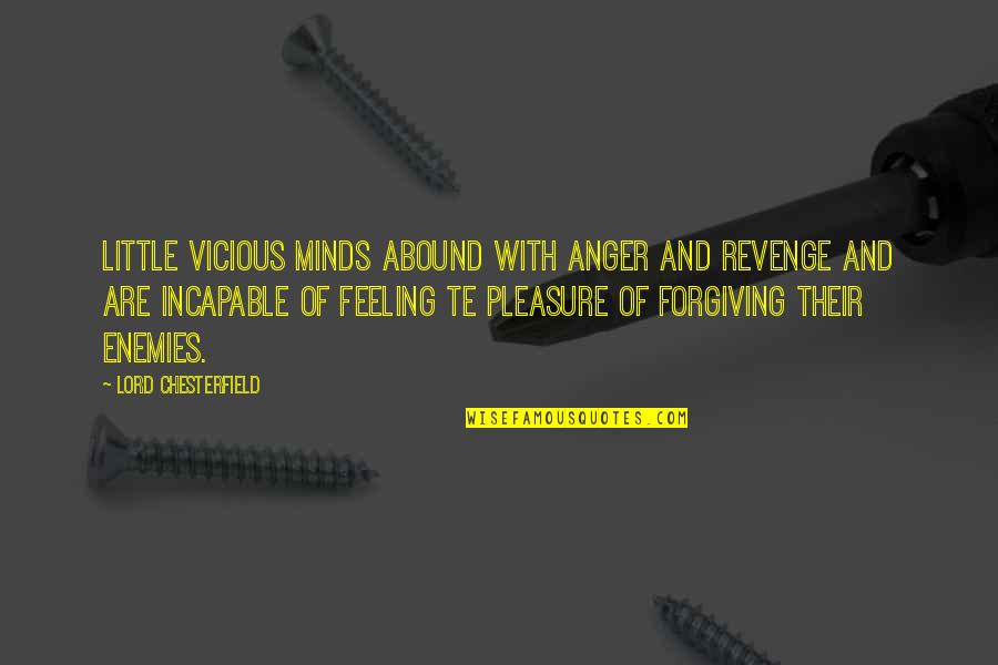 Abound Quotes By Lord Chesterfield: Little vicious minds abound with anger and revenge