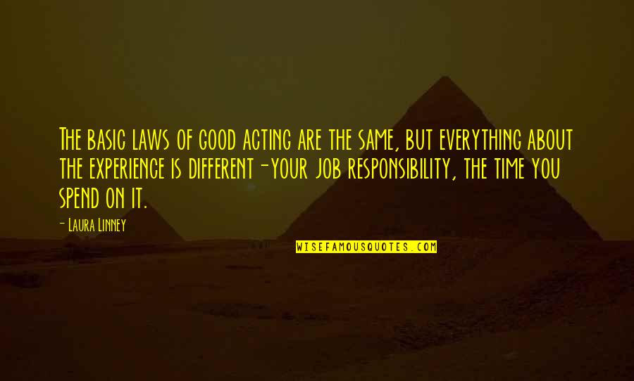 About Acting Quotes By Laura Linney: The basic laws of good acting are the