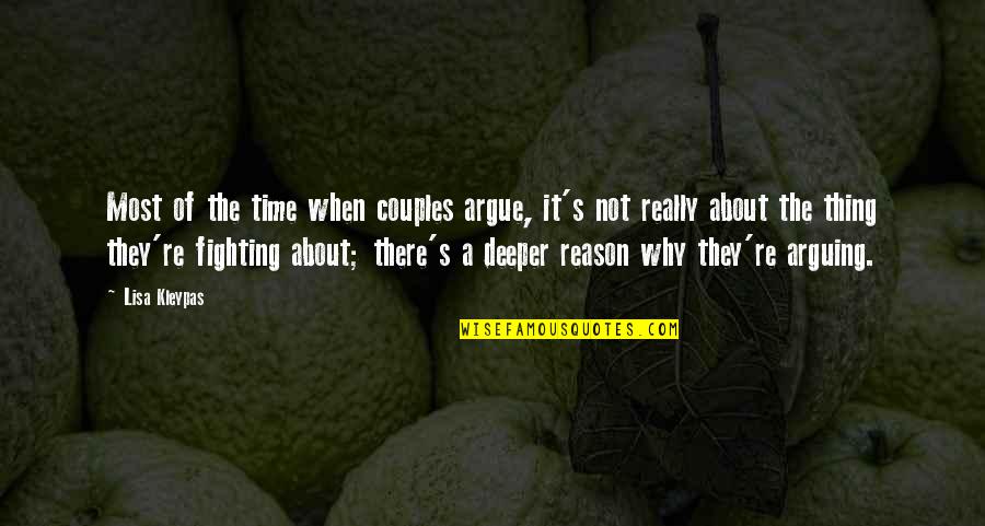 About Couple Quotes By Lisa Kleypas: Most of the time when couples argue, it's