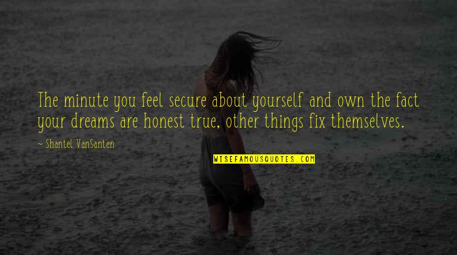 About Dreams Quotes By Shantel VanSanten: The minute you feel secure about yourself and