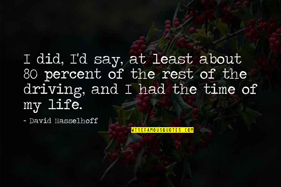 About Driving Quotes By David Hasselhoff: I did, I'd say, at least about 80