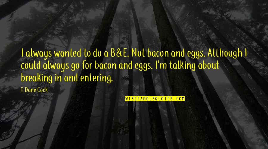 About Eggs Quotes By Dane Cook: I always wanted to do a B&E. Not