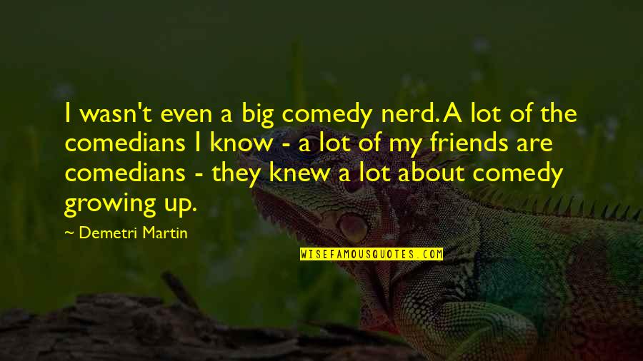 About Friends Quotes By Demetri Martin: I wasn't even a big comedy nerd. A