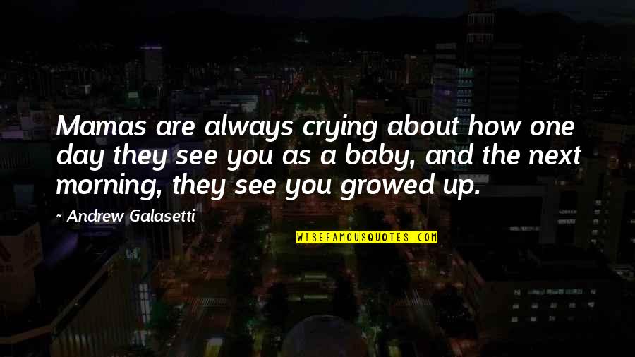 About Growing Up Quotes By Andrew Galasetti: Mamas are always crying about how one day