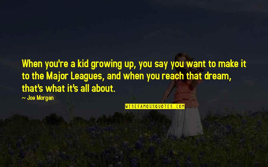 About Growing Up Quotes By Joe Morgan: When you're a kid growing up, you say