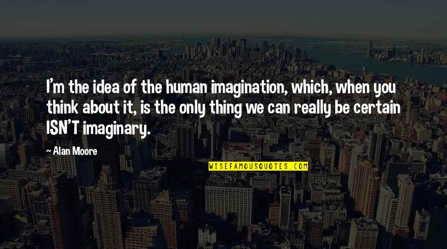 About Imagination Quotes By Alan Moore: I'm the idea of the human imagination, which,