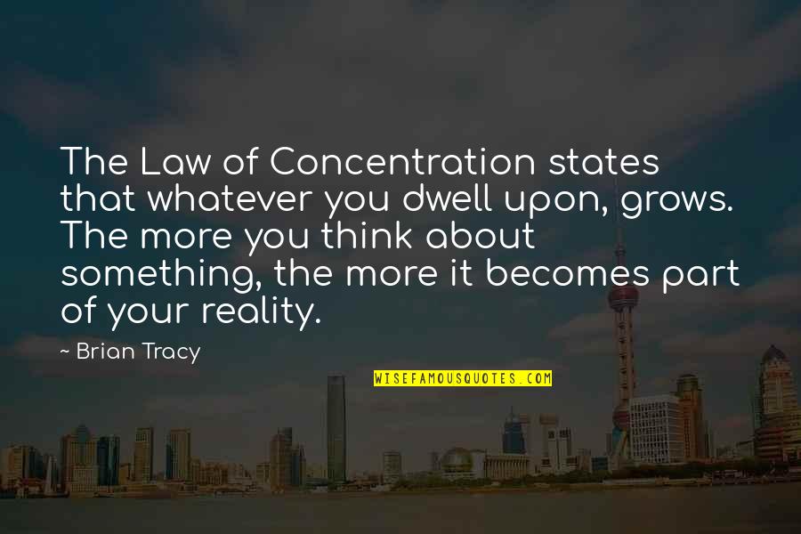 About Law Quotes By Brian Tracy: The Law of Concentration states that whatever you