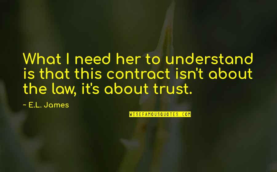 About Law Quotes By E.L. James: What I need her to understand is that