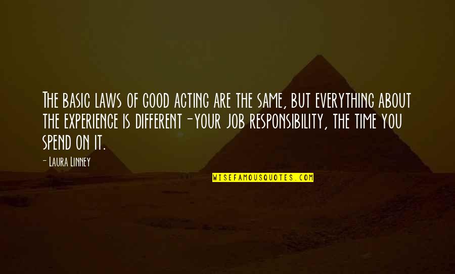 About Law Quotes By Laura Linney: The basic laws of good acting are the