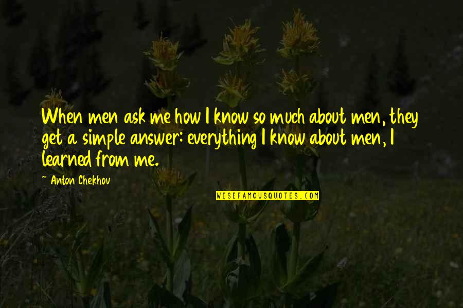 About Me Quotes By Anton Chekhov: When men ask me how I know so