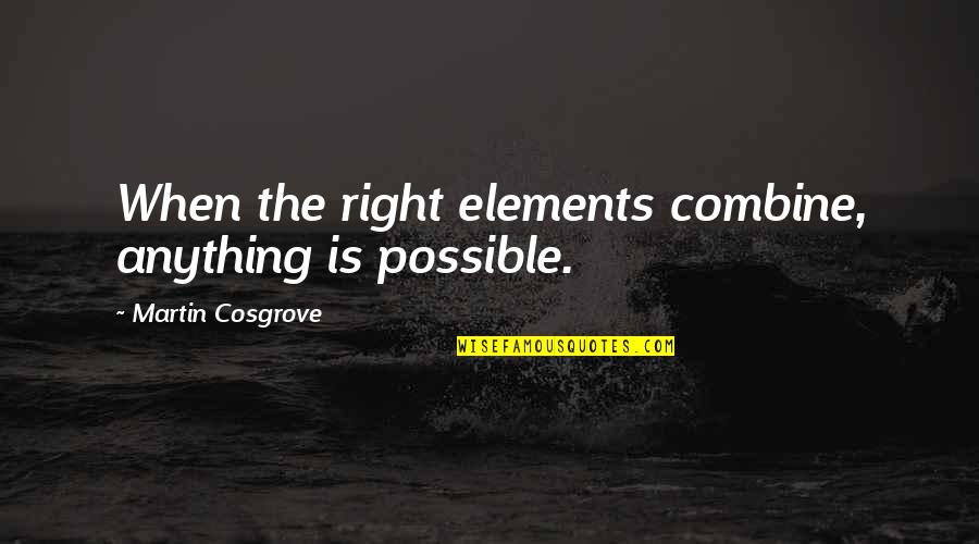 About Past Relationship Quotes By Martin Cosgrove: When the right elements combine, anything is possible. About Past Relationship Quotes By Martin Cosgrove: When the right elements combine, anything is possible.