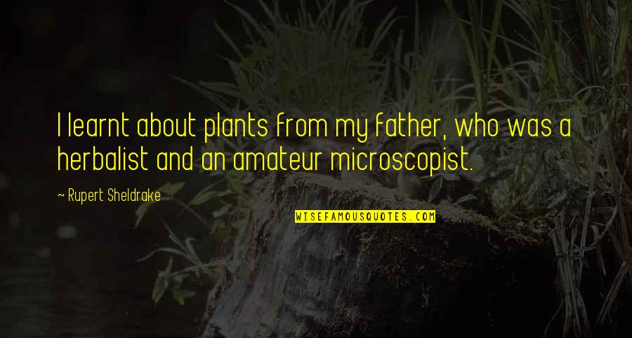 About Plants Quotes By Rupert Sheldrake: I learnt about plants from my father, who