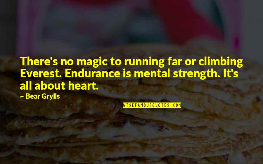 About Strength Quotes By Bear Grylls: There's no magic to running far or climbing
