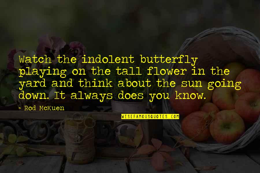 About Sun Quotes By Rod McKuen: Watch the indolent butterfly playing on the tall