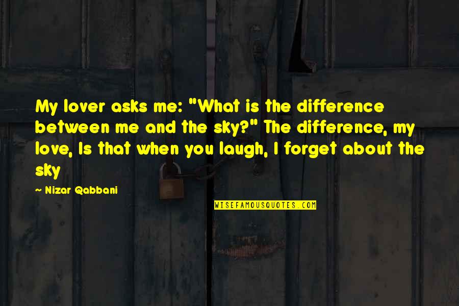 About The Sky Quotes By Nizar Qabbani: My lover asks me: "What is the difference