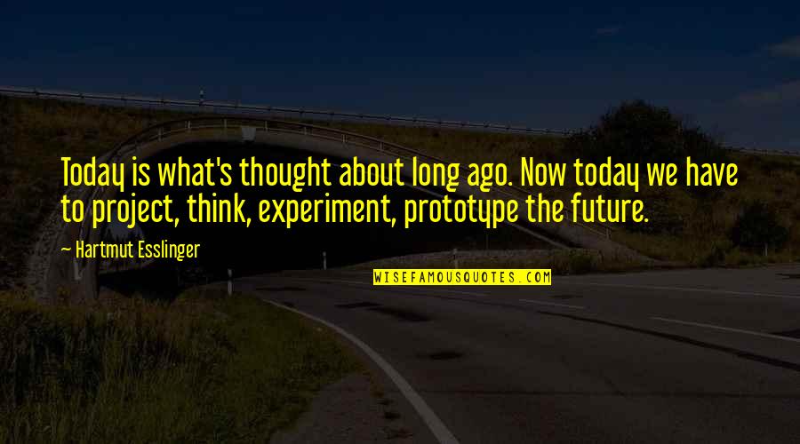 About Today Quotes By Hartmut Esslinger: Today is what's thought about long ago. Now