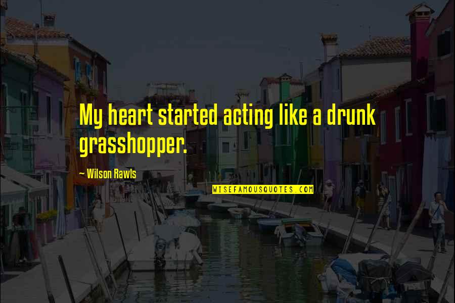 Above And Beyond Work Quotes By Wilson Rawls: My heart started acting like a drunk grasshopper.