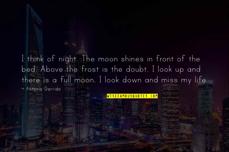 Above Bed Quotes By Antonio Garrido: I think of night. The moon shines in