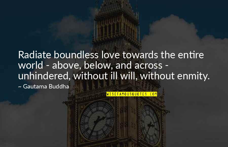 Above Below Quotes By Gautama Buddha: Radiate boundless love towards the entire world -