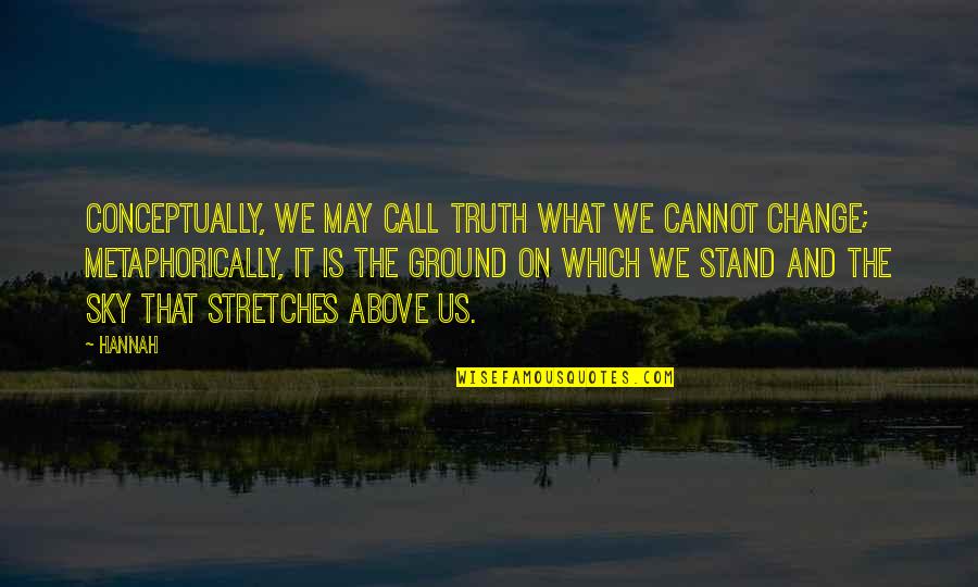 Above Ground Quotes By Hannah: Conceptually, we may call truth what we cannot