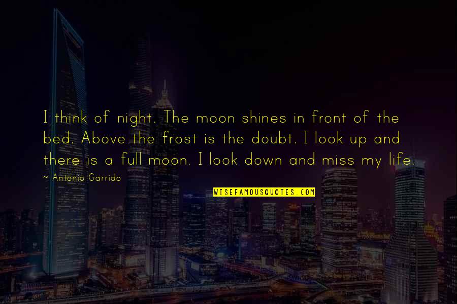 Above The Bed Quotes By Antonio Garrido: I think of night. The moon shines in