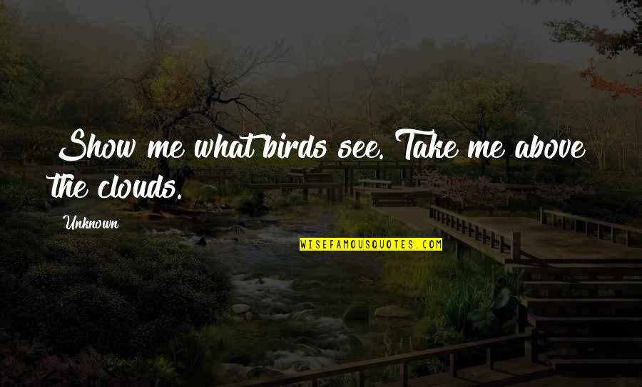 Above The Clouds Quotes By Unknown: Show me what birds see. Take me above